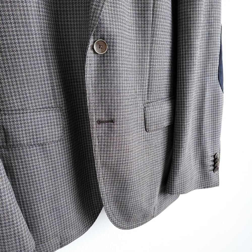 NEW Hugo Boss Blazer Halowon Slim Cross Stitch Italian Wool Gray Blue 40 - Picture 8 of 9